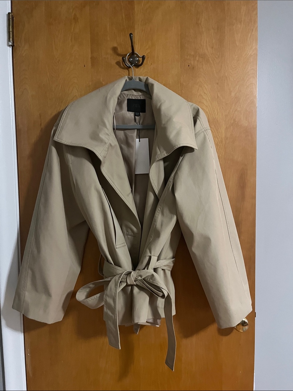 Zara Beige Tie-Waist Trench Coat